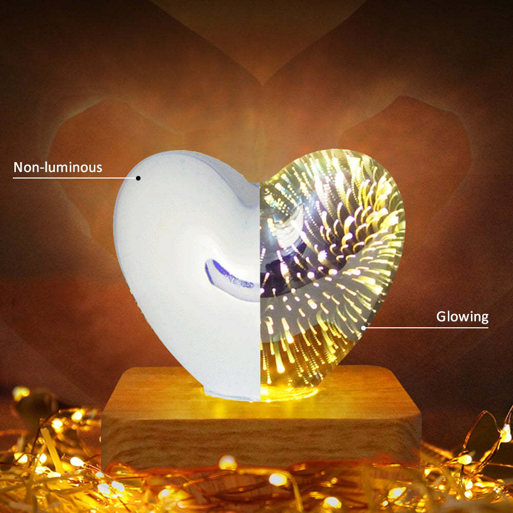 3D Firework Heart Night Light Colorful Heart Decor Light Gift - soufeeluk