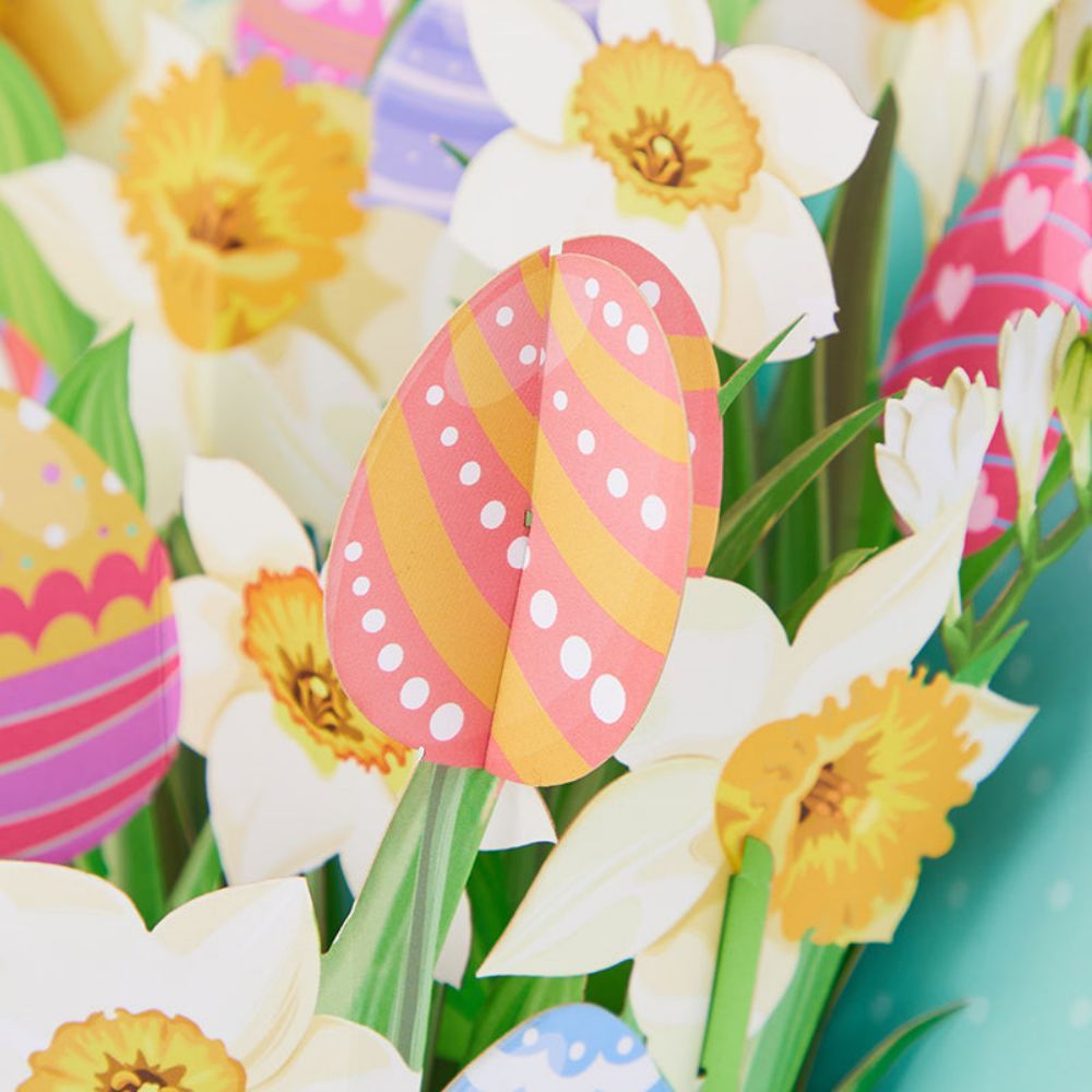 Easter Egg Flower Bouquet 3D Pop Up Greeting Card - soufeeluk