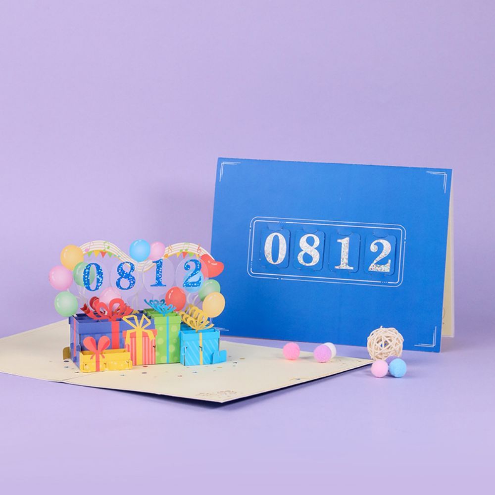 DIY Number Gift Box 3D Pop Up Greeting Card Birthday Gift Commemorative Gift - soufeeluk