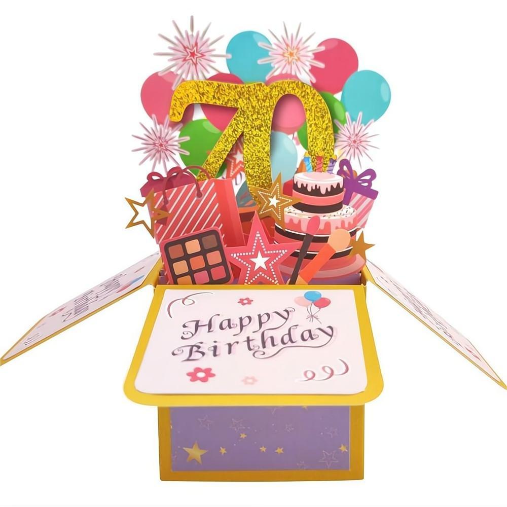 Birthday Pop Up Box Card 70th Birthday 3D Pop Up Greeting Card - soufeeluk