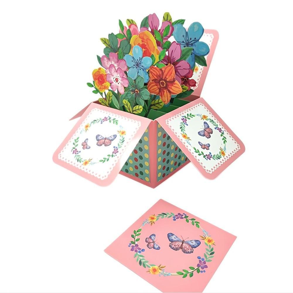 Colored Flowers Pop Up Box Card Flower 3D Pop Up Greeting Card - soufeeluk