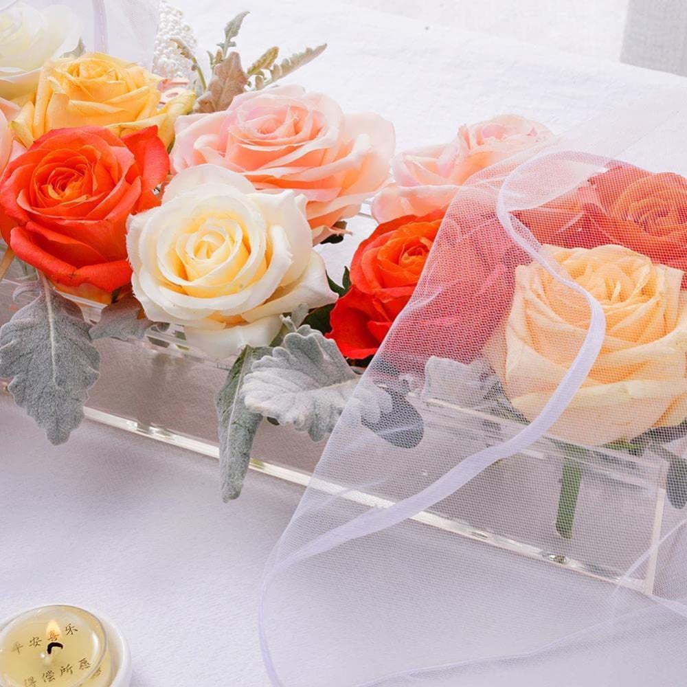 Clear Acrylic Flower Vase Rectangular Floral Centerpiece for Dining Table Unique Flower Vases for Home Decor or Weddings - soufeeluk