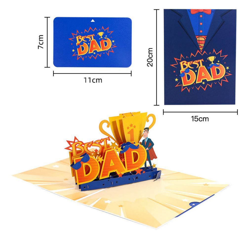 Father's Day 3D Pop Up Card Best Dad Greeting Card for Dad - soufeeluk