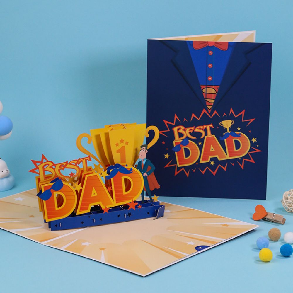 Father's Day 3D Pop Up Card Best Dad Greeting Card for Dad - soufeeluk