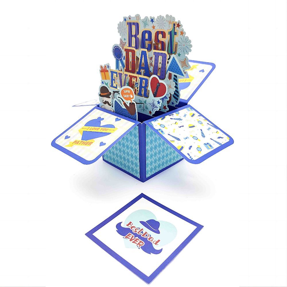 Father's Day 3D Pop Up Box Card Best Dad Ever Greeting Card for Dad - soufeeluk