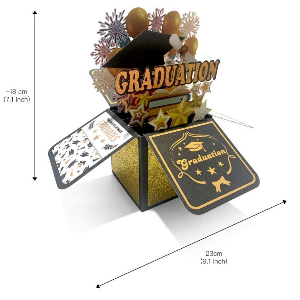 Happy Graduation 3D Pop Up Box Card Fireworks Greeting Card for Graduate - soufeeluk