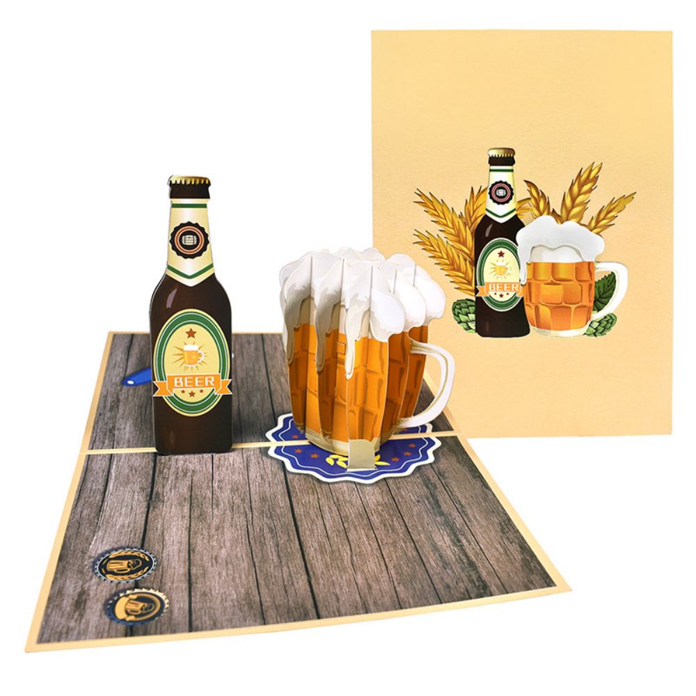 Father's Day 3D Pop Up Card Beer Greeting Card for Dad - soufeeluk