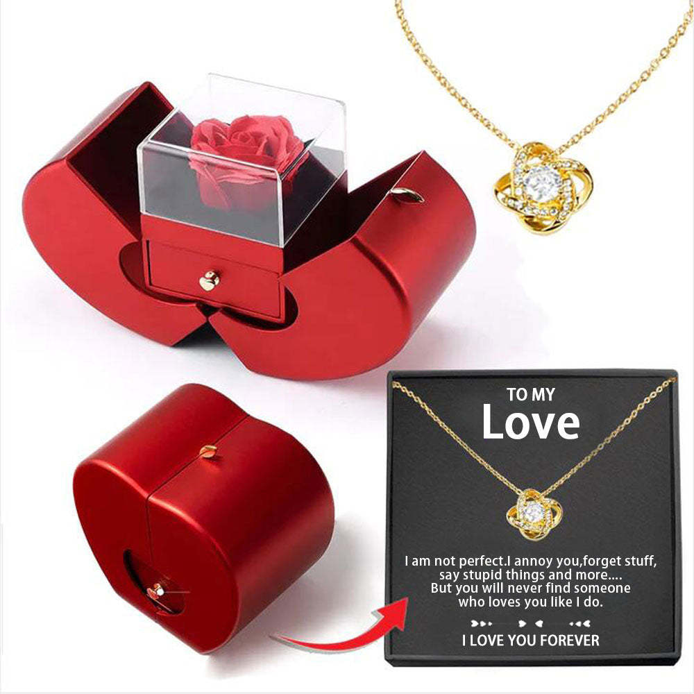 To My Love Necklace with Eternity Flower Red Rose Gift Box Set - soufeeluk