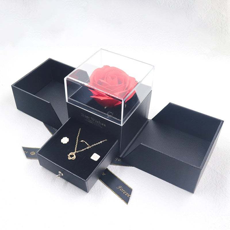 Preserved Flower Jewelry Box Valentine's Day Rose Box Gift for Love - soufeeluk