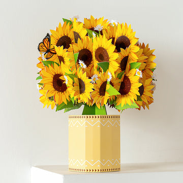 Sunflower Paper Bouquet Flower Bouquet Card for Mother's Day - soufeeluk