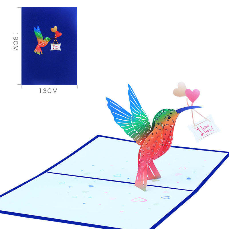 Creative Hummingbird Pop-up Greeting Card Festive Animal Cards - soufeeluk