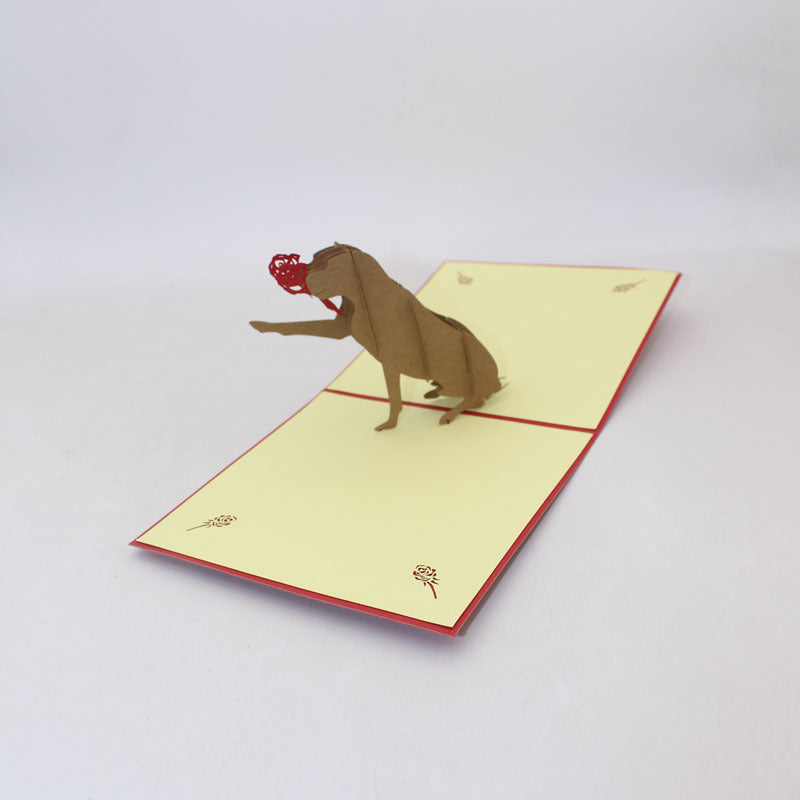 Single Dog Blessing Handmade Greeting Card 3D Pop-up Greeting Card - soufeeluk