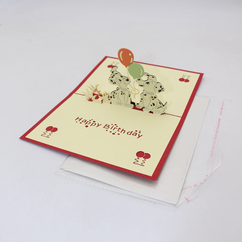Cute Dalmatians Birthday Greeting Card 3D Pop-up Greeting Card