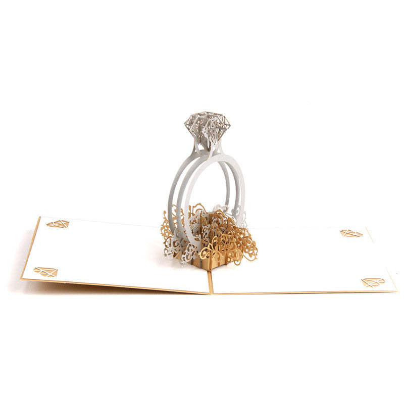 Creative Diamond Ring Wedding Greeting Card 3D Pop-up Greeting Card - soufeeluk