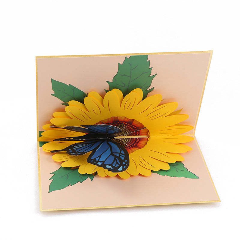 Mother's Day 3D Paper Carved Sunflower Greeting Card - soufeeluk