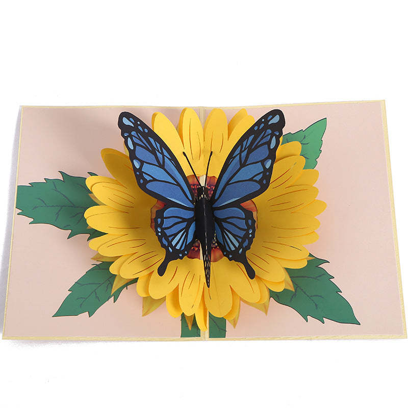 Mother's Day 3D Paper Carved Sunflower Greeting Card - soufeeluk