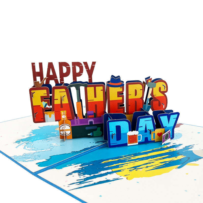 3D Pop Up Card Happy Father's Day Greeting Card Gift for Dad - soufeeluk
