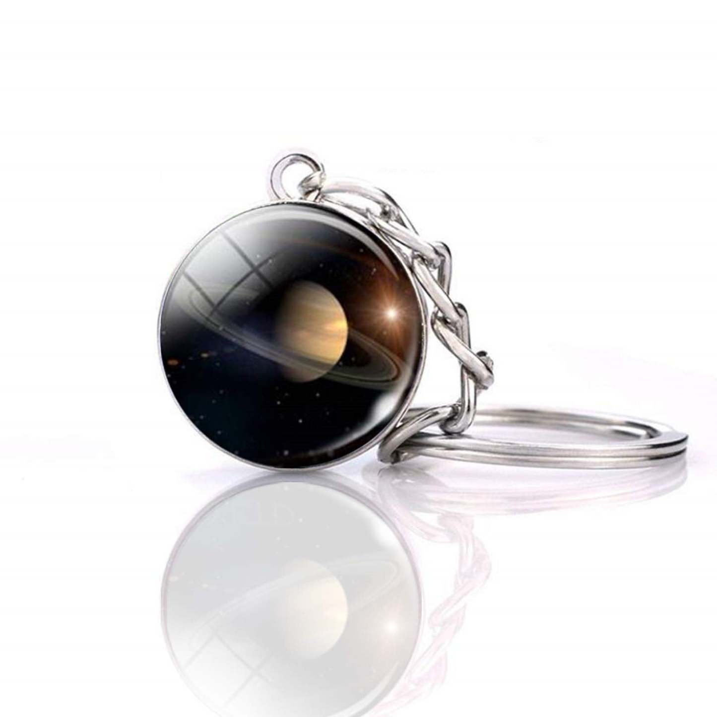 Solar System Planet Keychain Glow in the Dark Glass Ball Keyring - soufeeluk