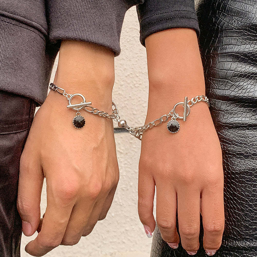 Magnetic Couple Bracelet Set Punk Design Valentine's Day Gift for Couples - soufeeluk
