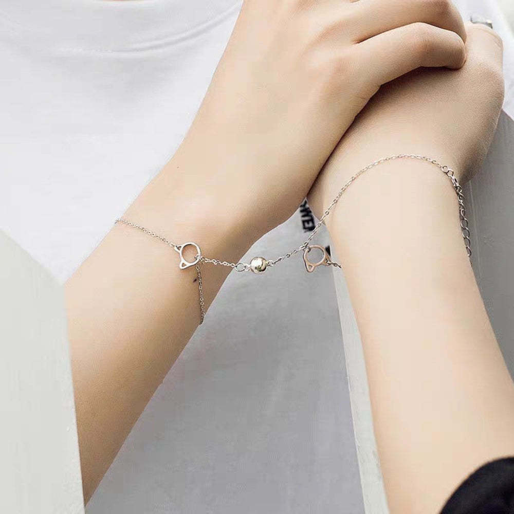 Magnetic Couple Bracelet Set Cute Kitty Pendant Valentine's Day Gift for Couples - soufeeluk