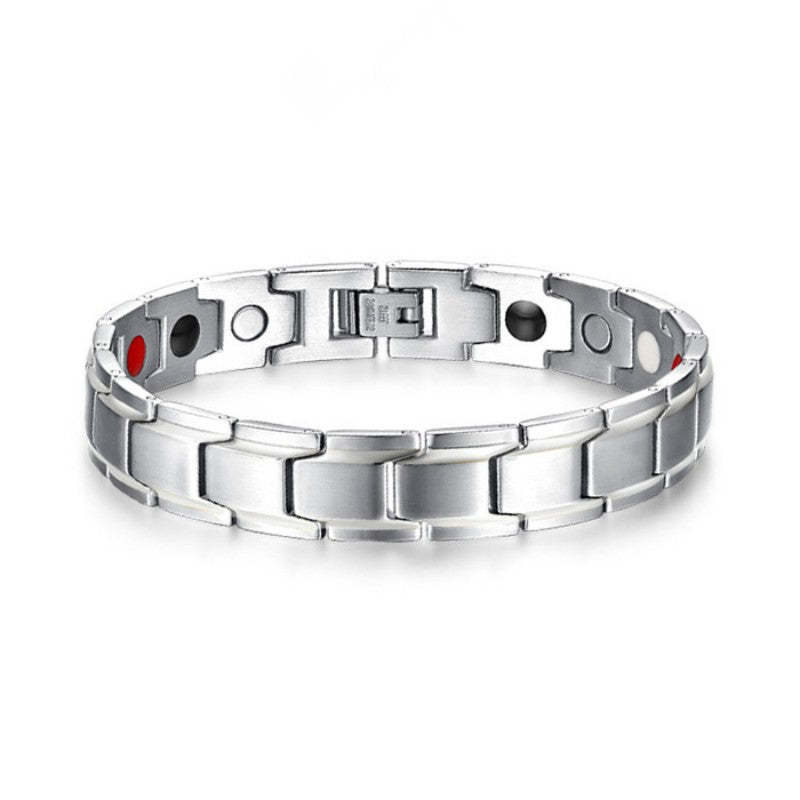 Magnetic Therapy Bracelet Negative Ion Simple Titanium Steel Fashion Gift for Men - soufeeluk