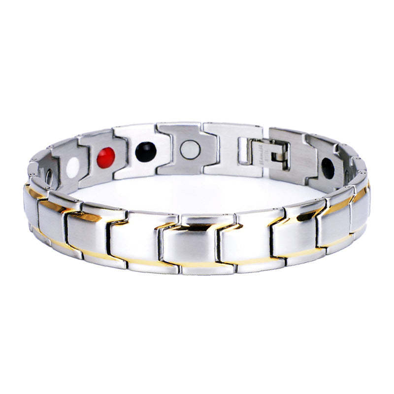Magnetic Therapy Bracelet Negative Ion Simple Titanium Steel Fashion Gift for Men - soufeeluk