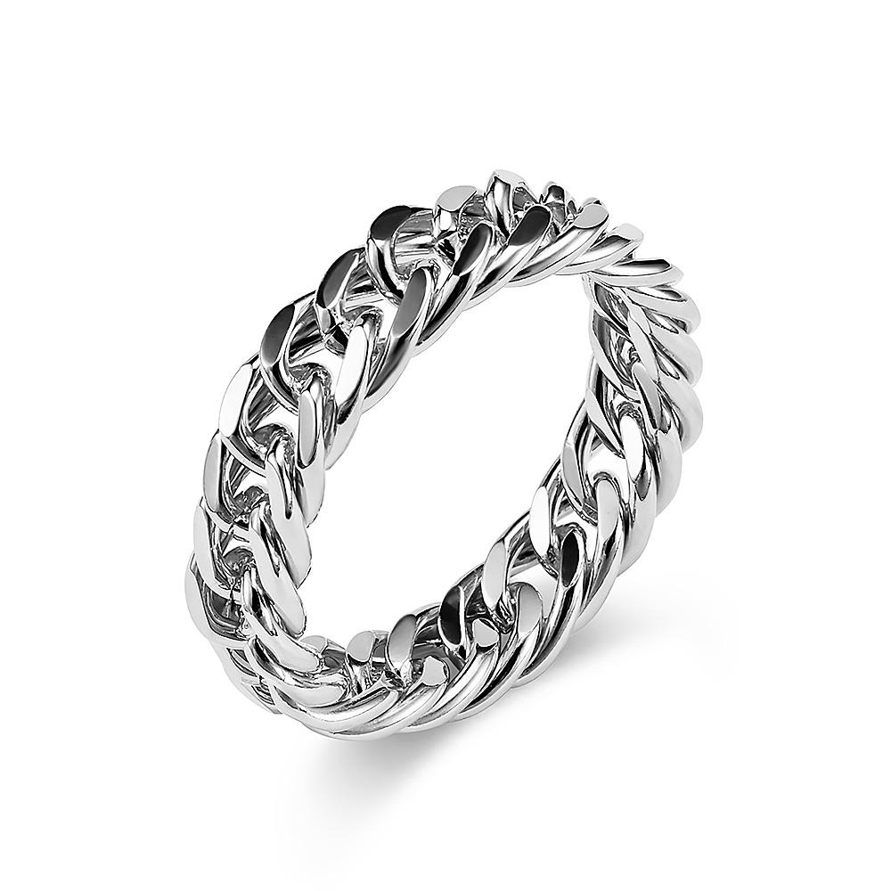 Titanium Steel Cuban Curb Link Chain Wedding Band Biker Ring Men's Ring - soufeeluk