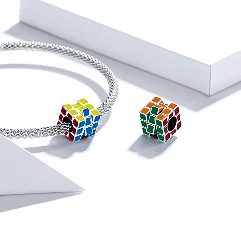 Colorful Puzzle Cube Charm Enamel Mini Cube Charm Bead Fine Jewellery Gift