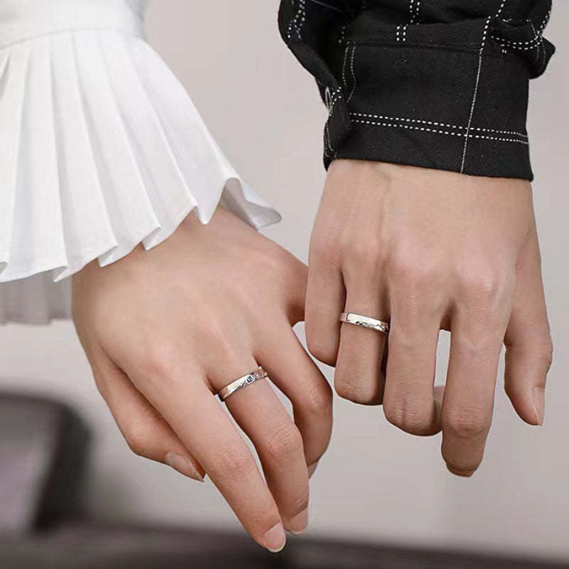 Mountain Ocean Couple Rings Matching Adjustable Ring Jewellery Gift for Lovers - soufeeluk