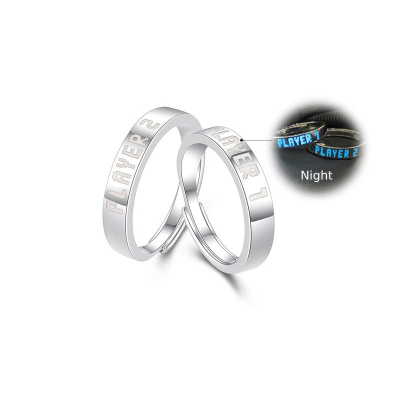 Matching Promise Rings Couple Adjustable Ring Shine Ring Jewellery Gift for Lovers - soufeeluk