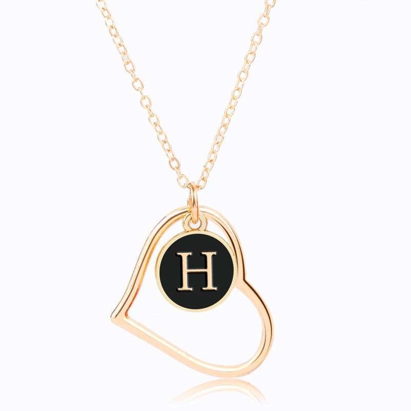 Fashion Hollow Love Heart Letter Necklace Creative Letter Pendent - soufeeluk