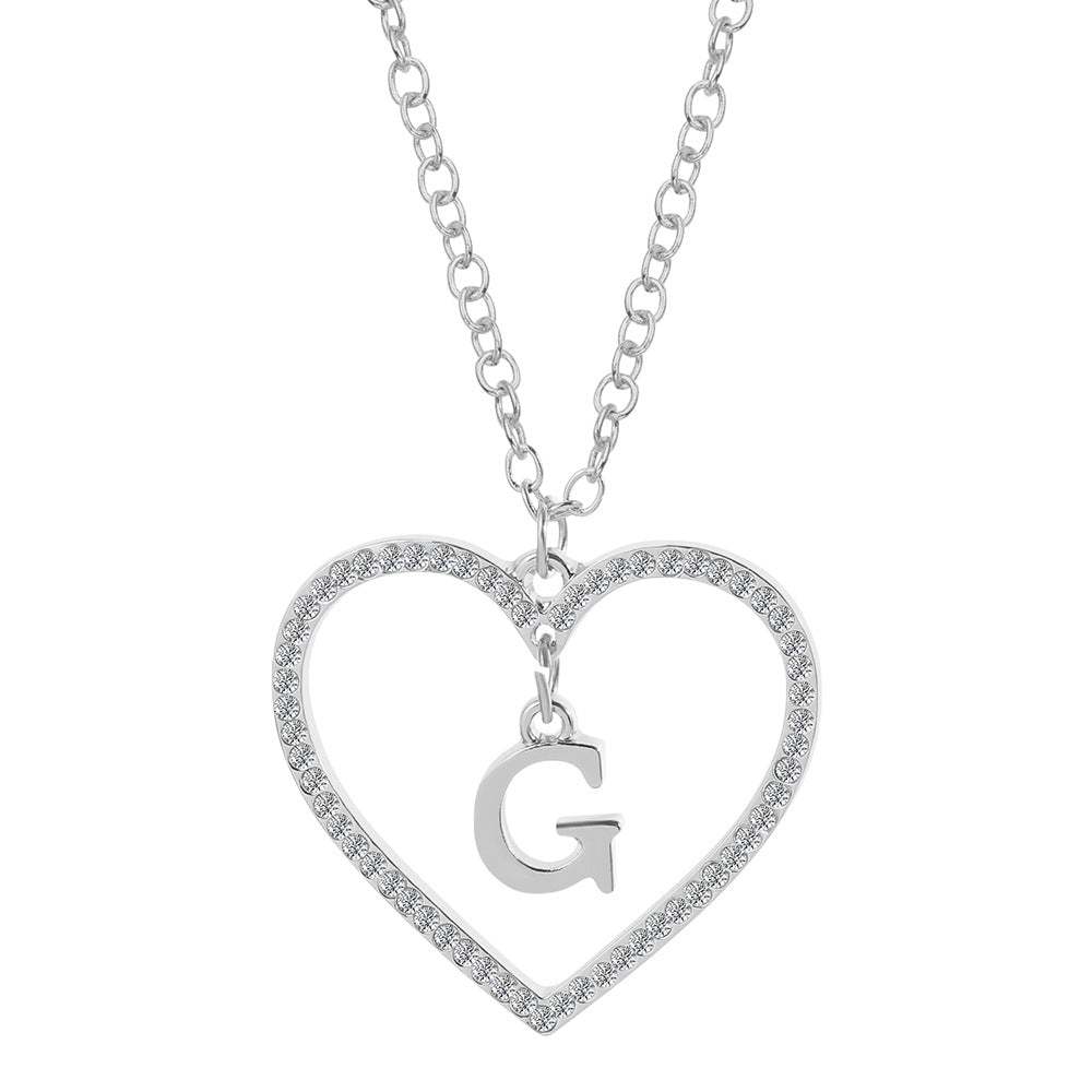 Unique Love Heart Zircon Letter Necklace Fashion Clavicle Chain Love Pendant - soufeeluk