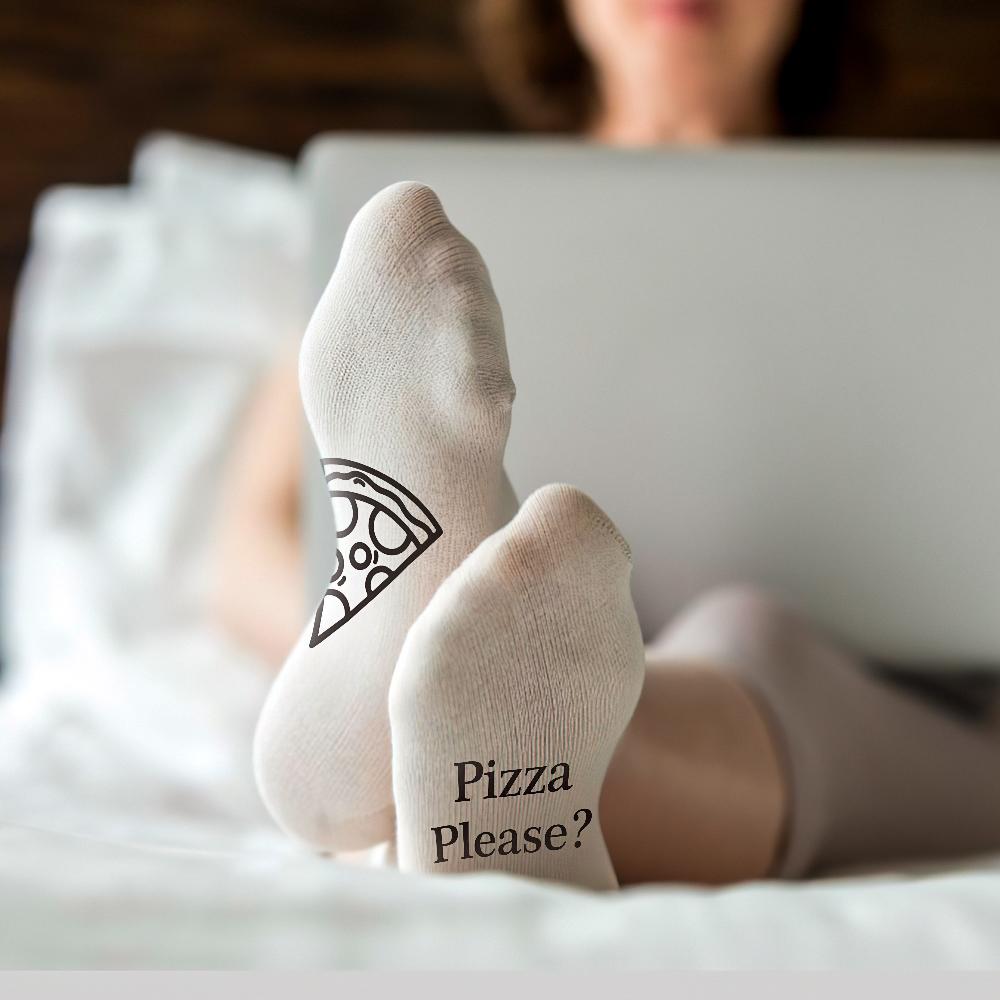 Custom Socks Custom Personalised Engraved Socks with Your Text And Pizza Picture
