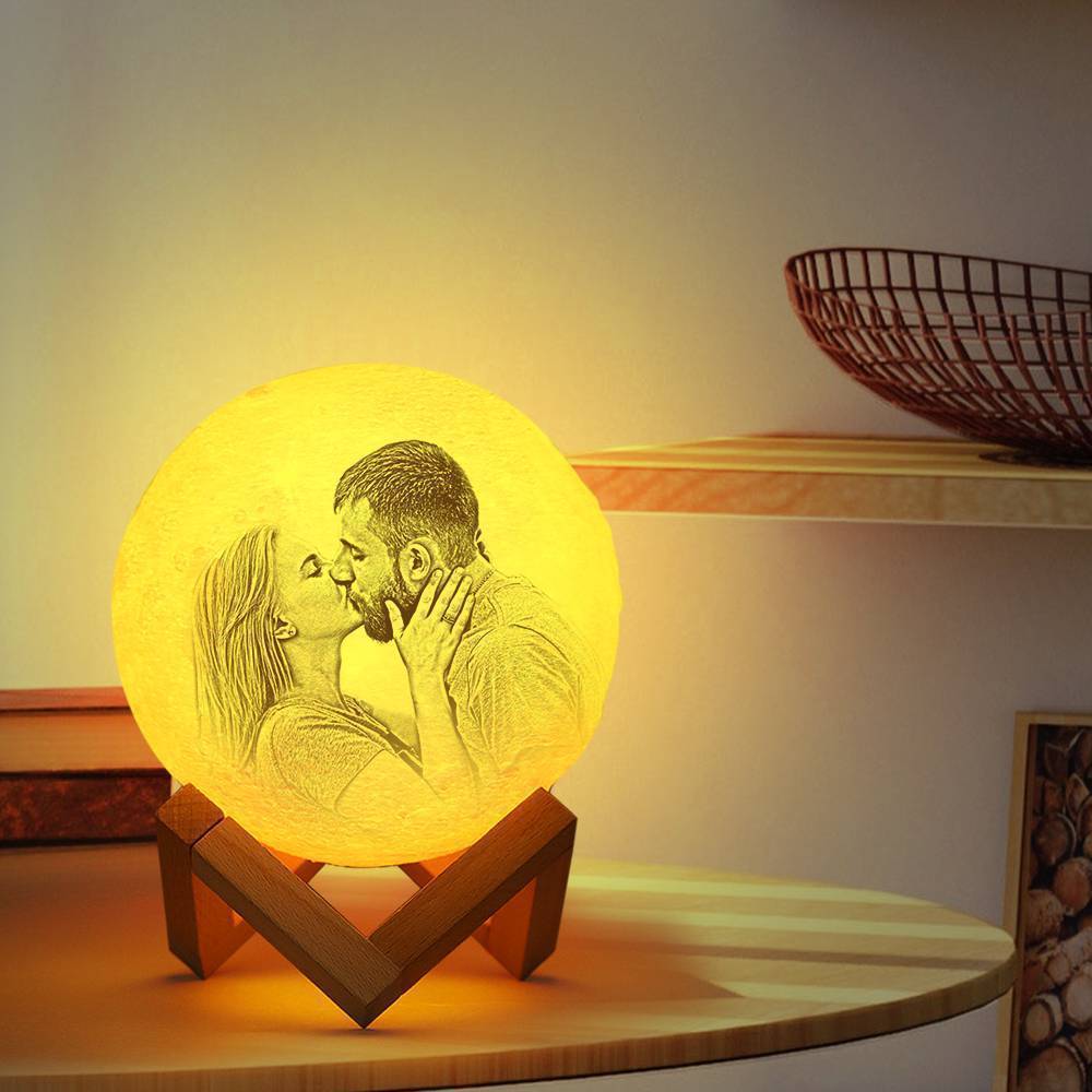 Photo Moon Lamp, Custom 3D Photo Light,  Lamp Moon - Touch Two Colors 10cm-20cm Available