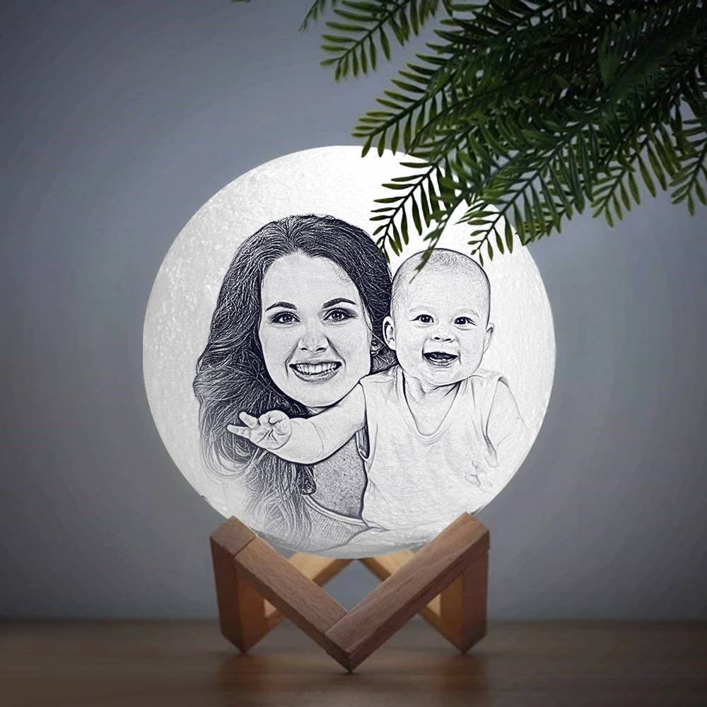 Custom Magic 3d Printing Moon Light Photo Engraved for Mom Touch Two Colors 10*20cm