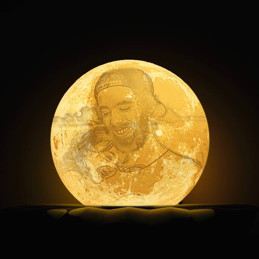 Photo Moon Lamp, Custom 3D Photo Light, Lamp Moon - Touch Two Colors15cm-20cm Available