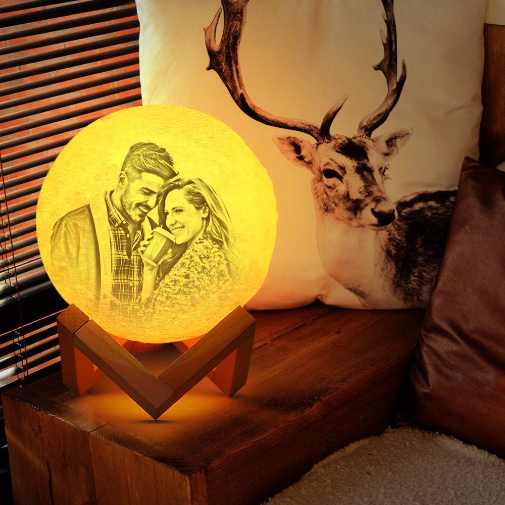 Photo Moon Lamp, Custom 3D Photo Light, Creative Gift - Tap Three Colors 10cm-20cm Available