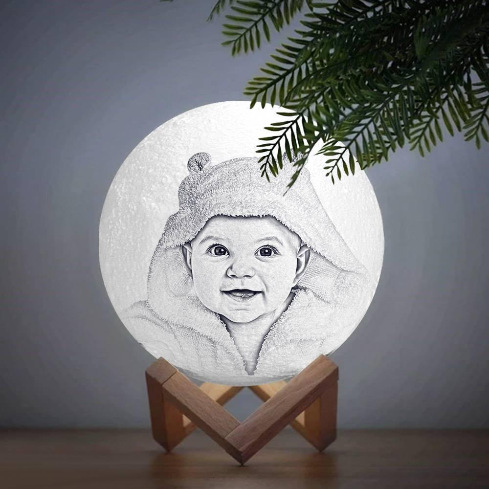 Photo Moon Lamp, Custom 3D Photo Light, Baby Gift- Tap Three Colors 10-20cm Available - soufeelus