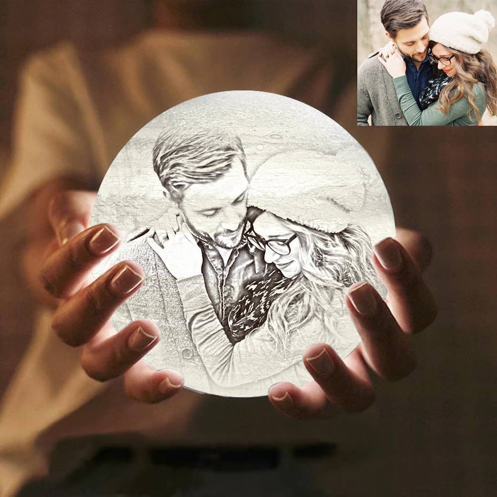 Magic 3D Printing Jupiter Light Photo Engraved, Lamp Jupiter - Touch Two Colors (10-15cm)