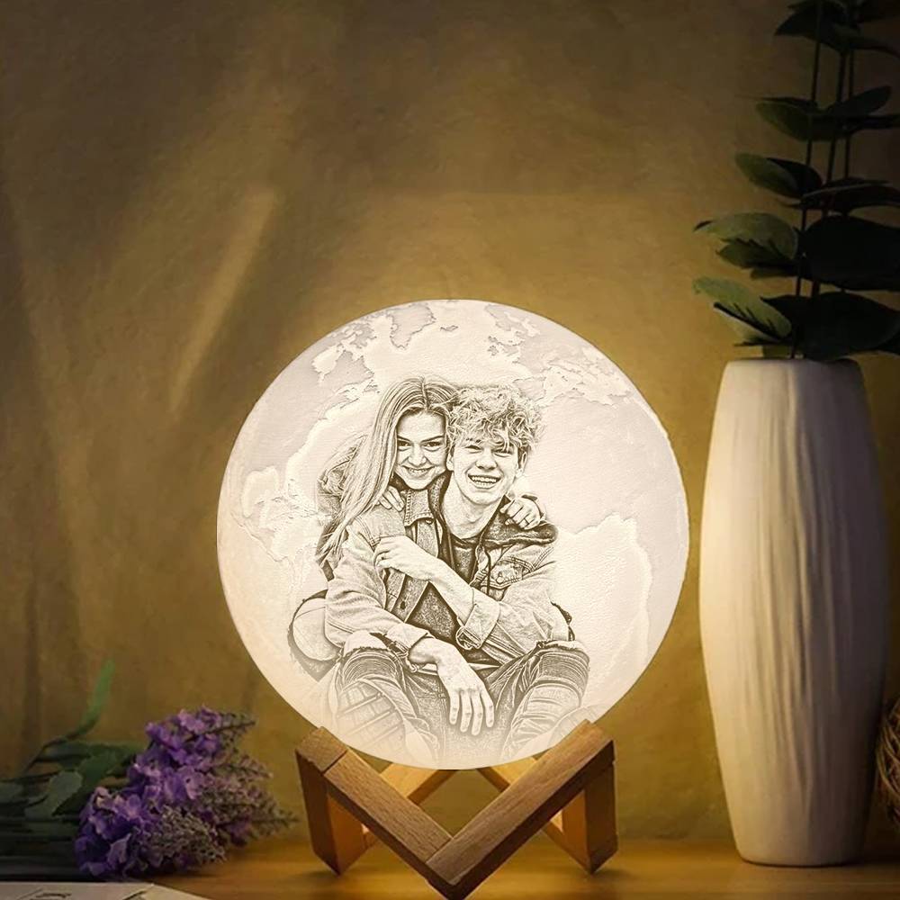 Magic 3D Printing Earth Light Photo Engraved, Lamp Jupiter - Touch Two Colors (10-20cm)