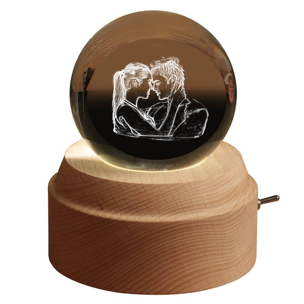 Custom Photo Crystal Ball Night Light Music Box Gift For Her - soufeeluk