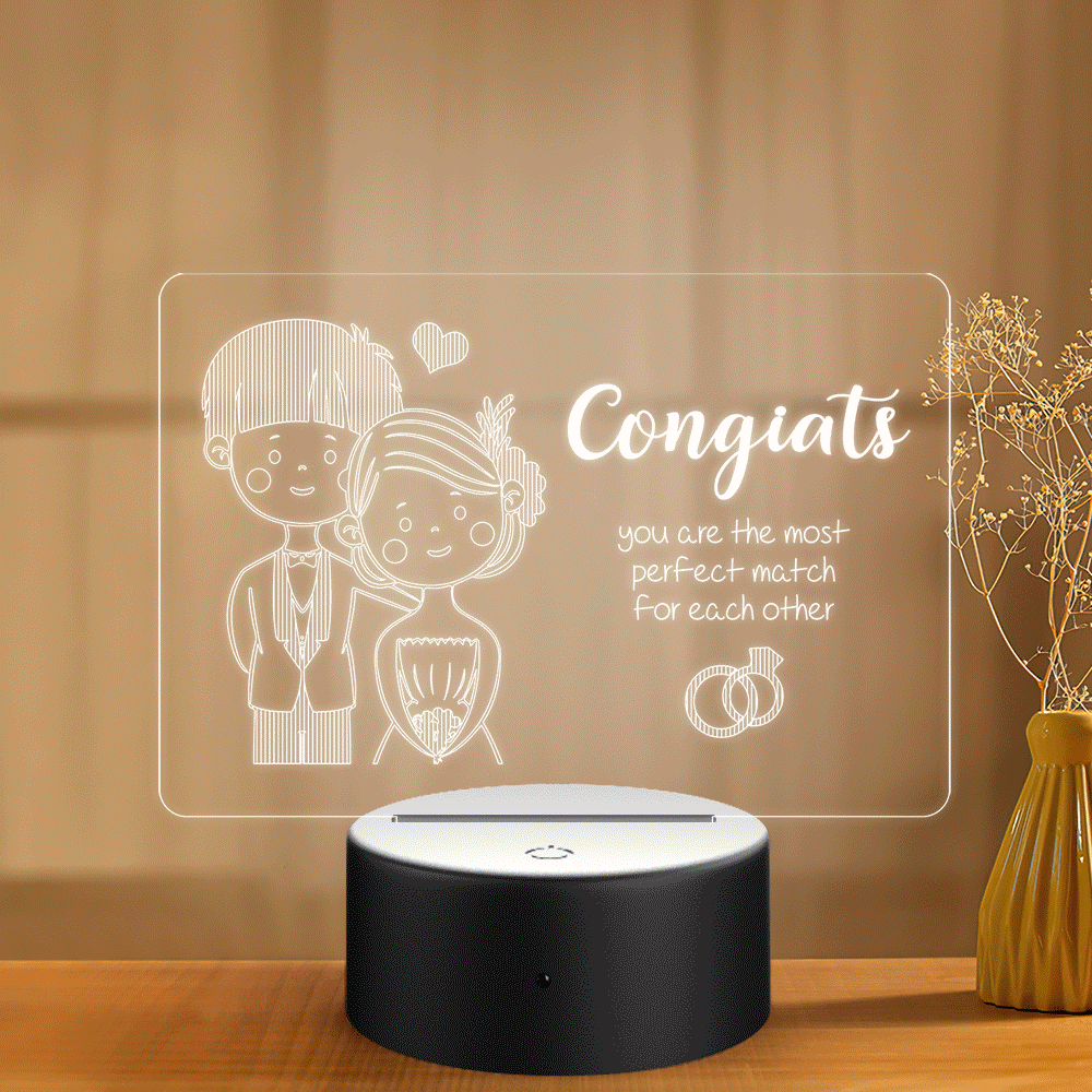 Personalised Gifts 3D Illusion Couple Custom Name Night Light - soufeeluk
