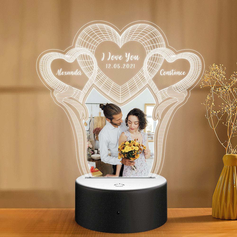 Heart-shape Personalised Gifts 3D Illusion Custom Night Light - soufeeluk