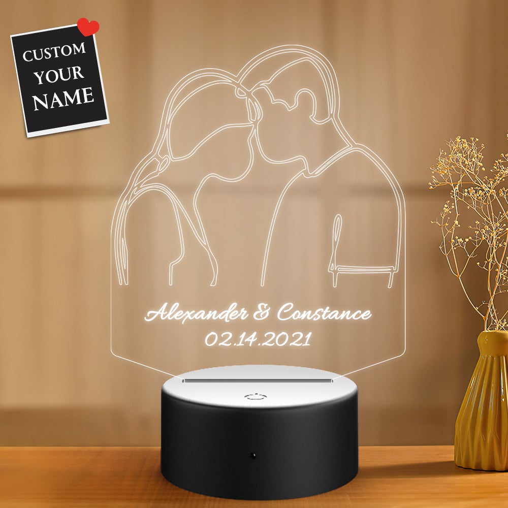 Personalised Lamp Custom Name and Date Valentines Day Gift - soufeeluk