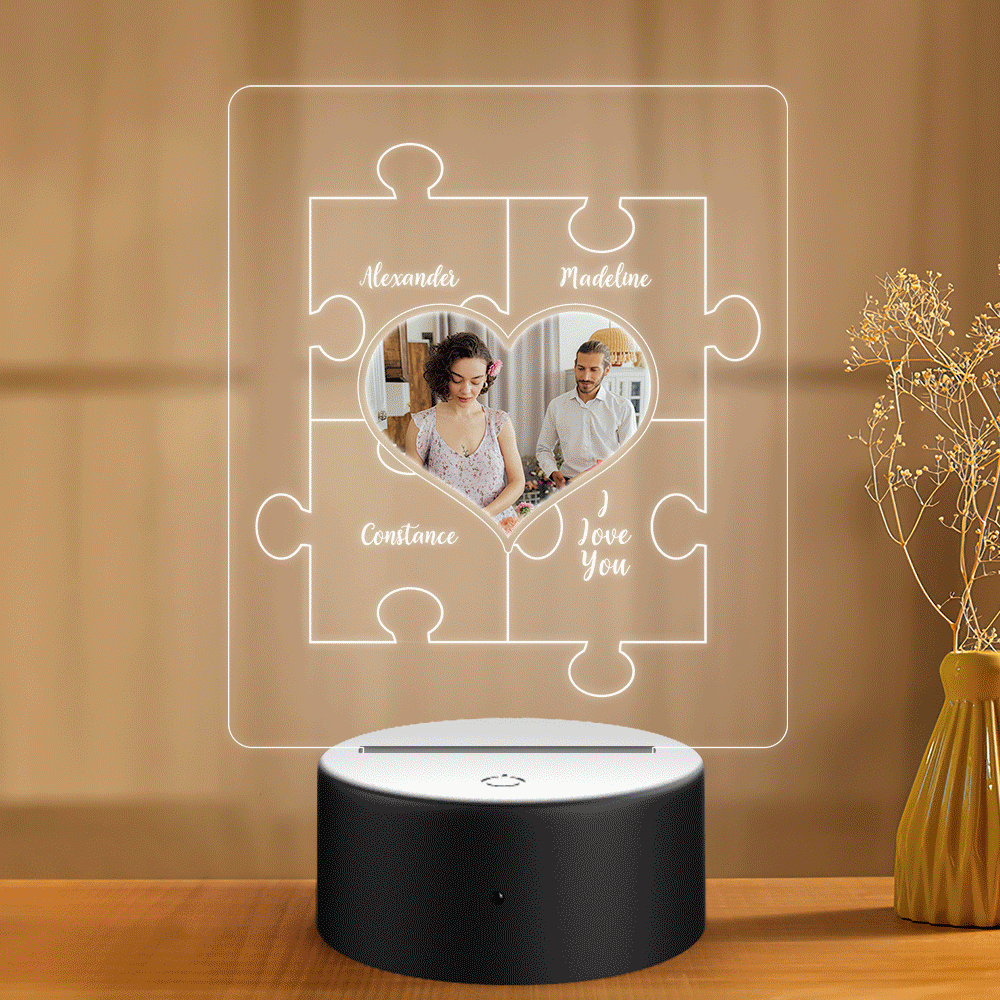 Personalised Acrylic Plaque Night Light with Photo and Name Gift for Boyfriend Girfriend Valentine's Day - soufeeluk