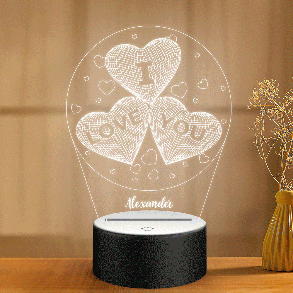 Personalised Acrylic Plaque Night Light with Heart-shape Gift for Boyfriend Girfriend Valentine's Day - soufeeluk