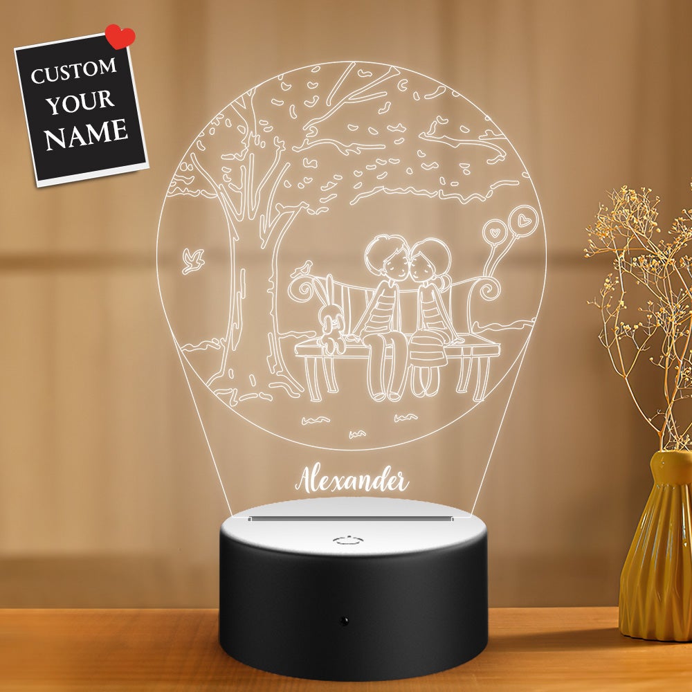 Personalised Acrylic Plaque Night Light Tree and Couple Gift for Boyfriend Girfriend Valentine's Day - soufeeluk