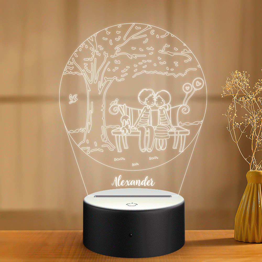 Personalised Acrylic Plaque Night Light Tree and Couple Gift for Boyfriend Girfriend Valentine's Day - soufeeluk