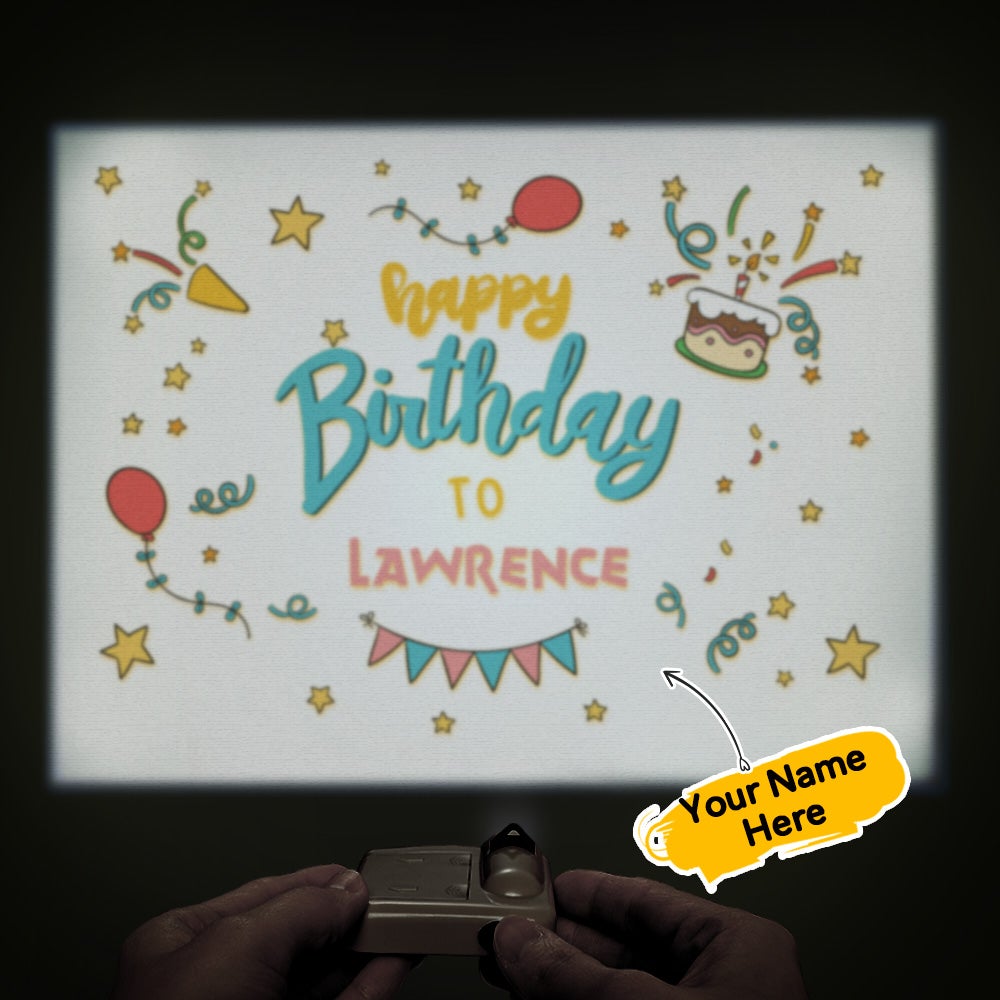 Custom Name Cartoon Happy Birthday Projector Lamp Home Party Decor Atmosphere Light Birthday Gift - soufeeluk