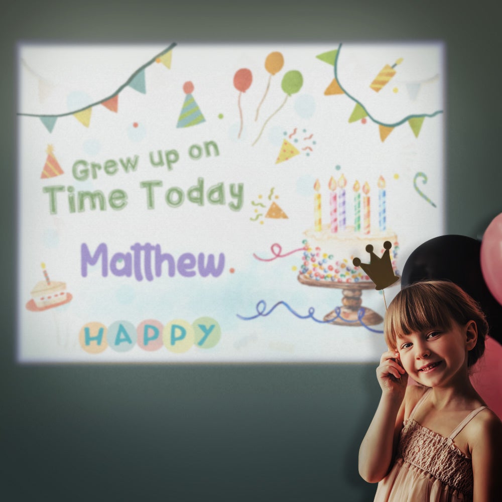 Custom Name Cartoon Grew Up on Time Today Projector Lamp Home Party Decor Atmosphere Light Birthday Gift - soufeeluk